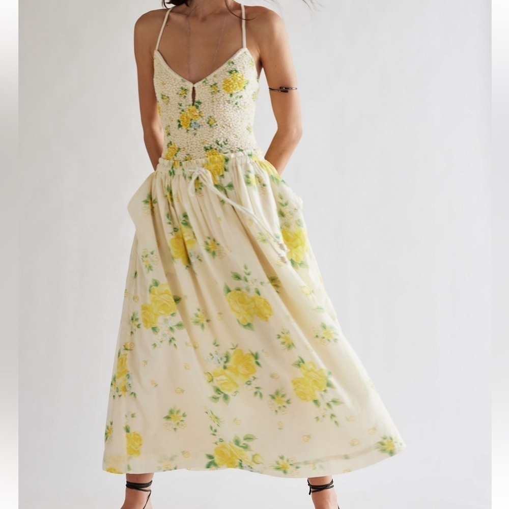 #20 NWT Free People Seaside Rose Set in Lemon Drop Combo